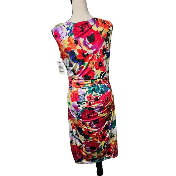 Lauren Ralph Lauren Cowl Neck Wiggle Dress Sz 12 Ruched Watercolor Bloom NWT - Picture 3 of 9